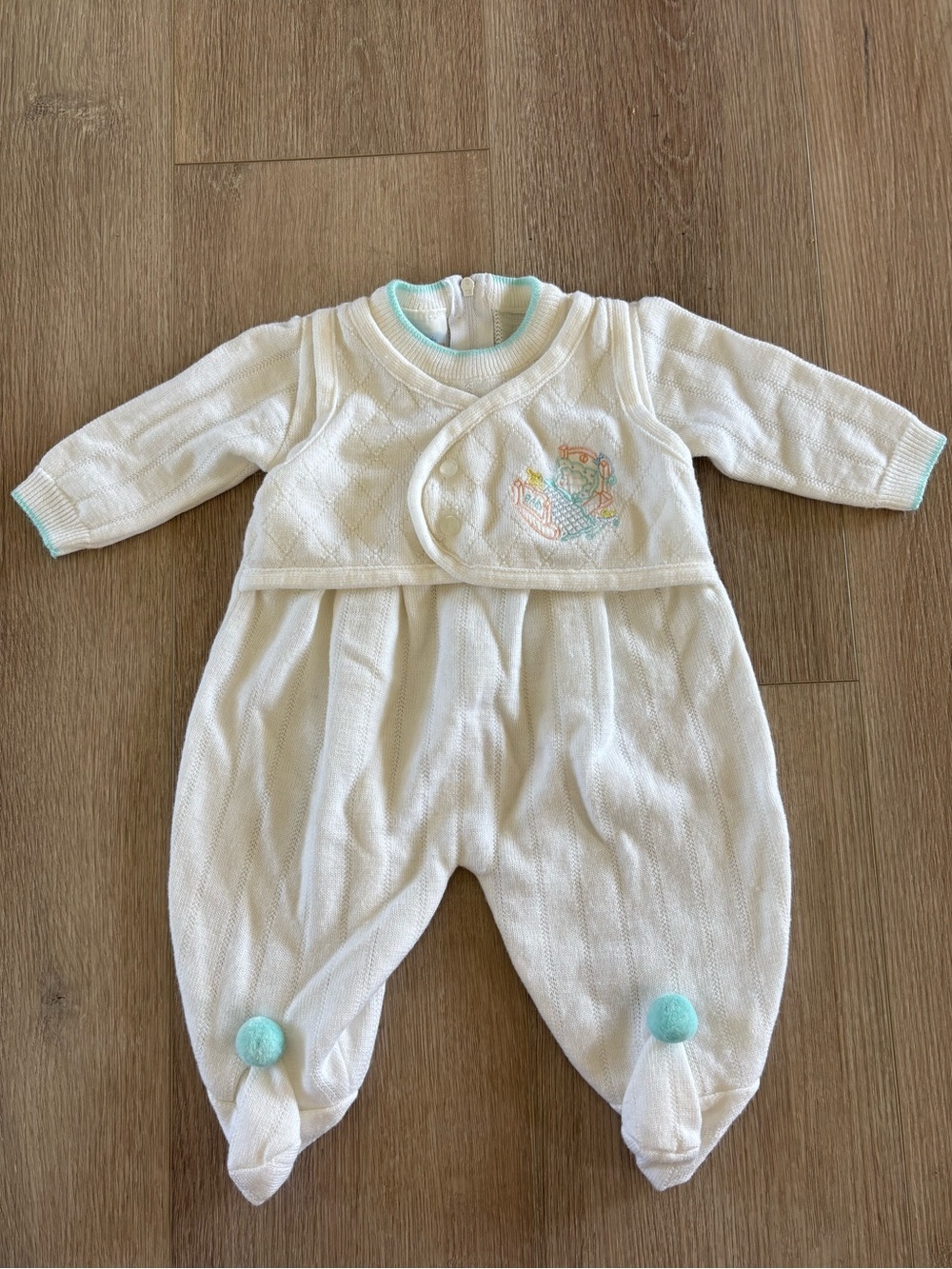 Boys Vintage Glynne Percy Footed  Outfit * 3 Months * 100% Acrylic Knit